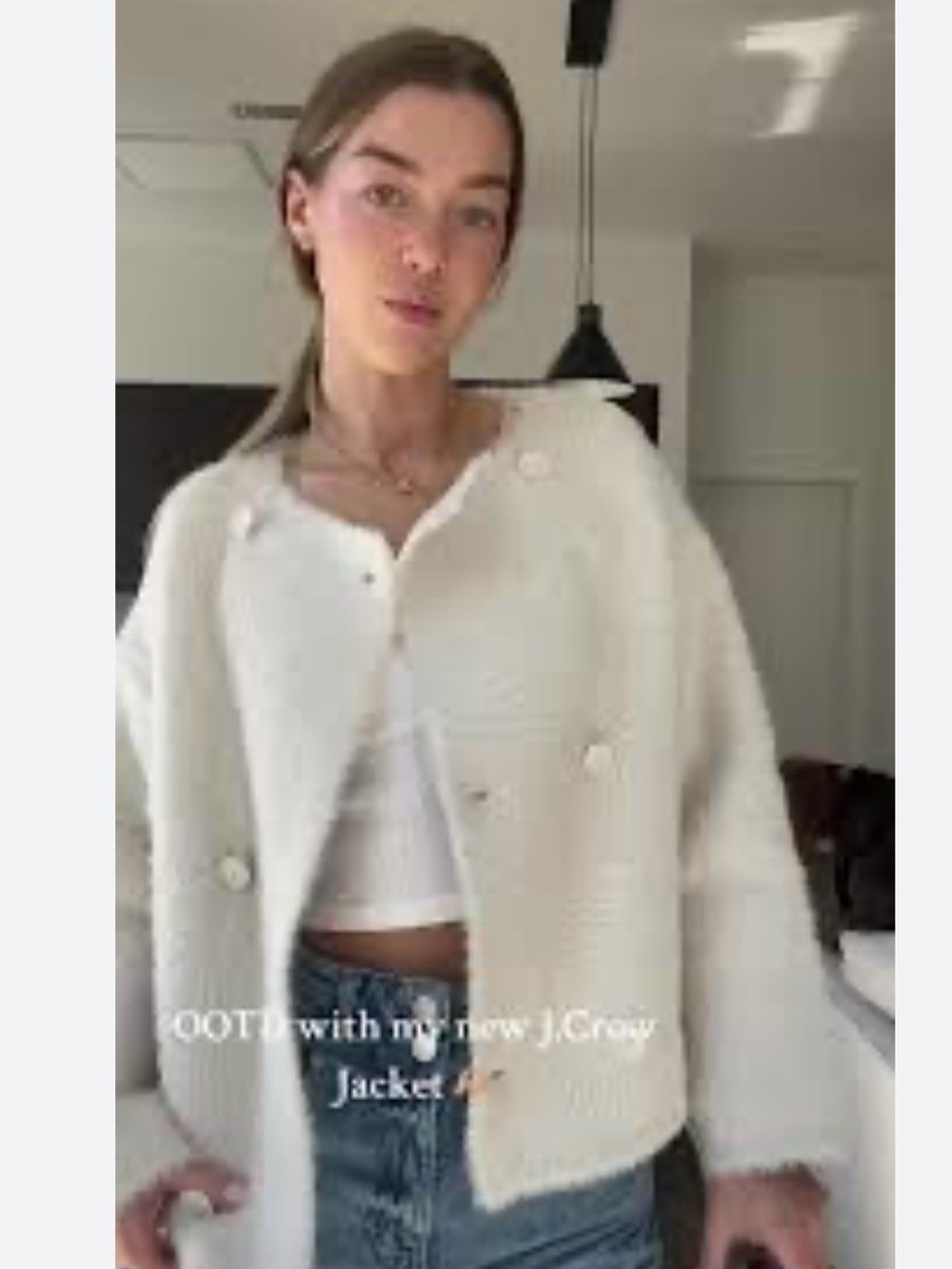 J. Crew Collection Cream Double-Breasted Fuzzy Jacket